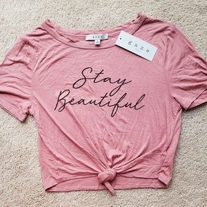 NWT Gaze blush pink tie tee